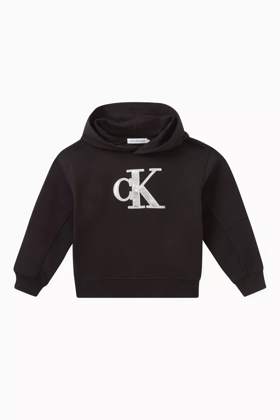 Buy Calvin Klein Black Relaxed Logo Hoodie in Cotton for Girls in UAE Ounass