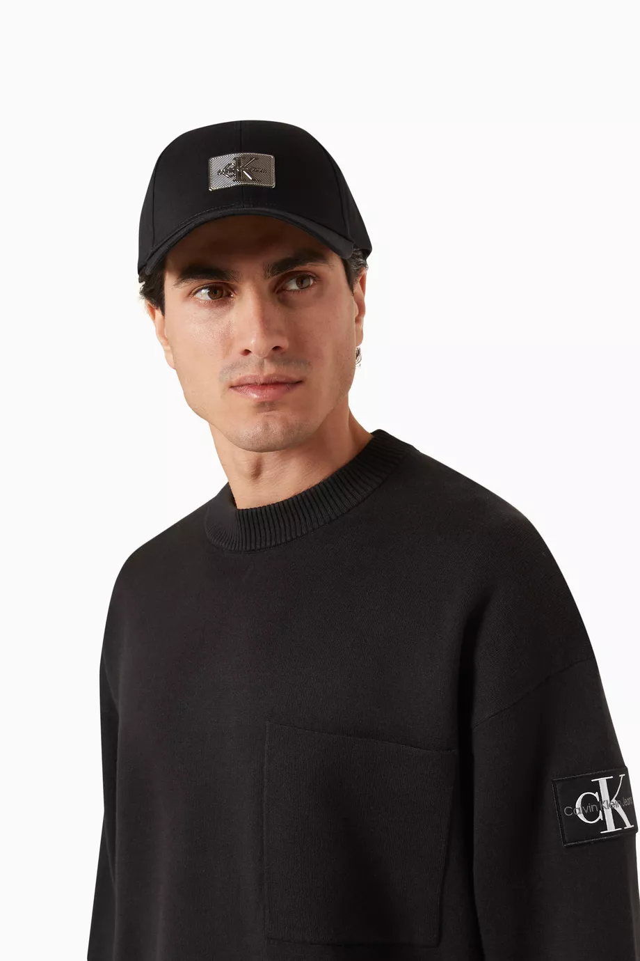 Buy Calvin Klein Ounass Black Rubber | Jeans Cotton in Patch Cap Men for in UAE Monologo Twill