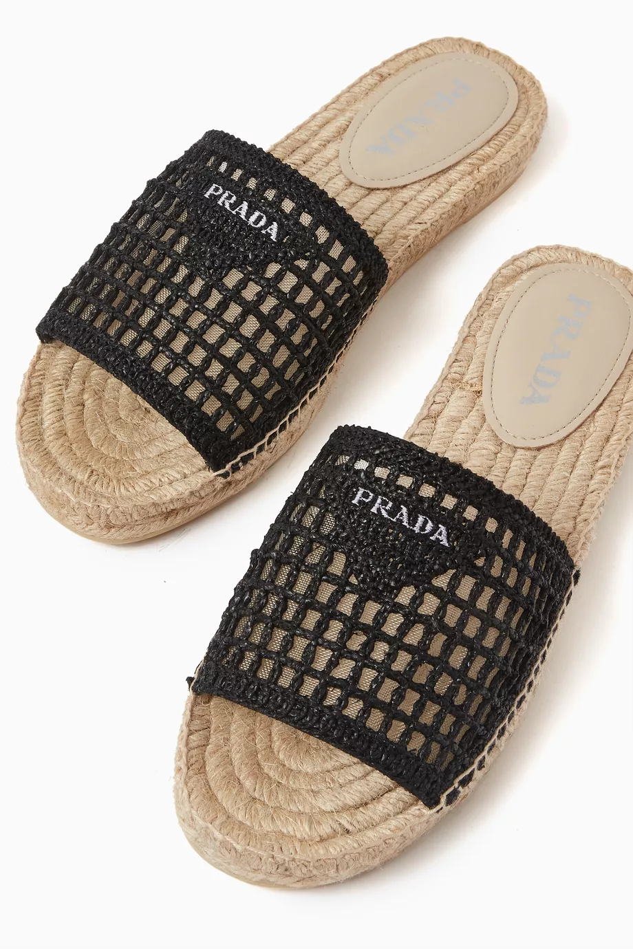 Prada canvas store espadrille slides