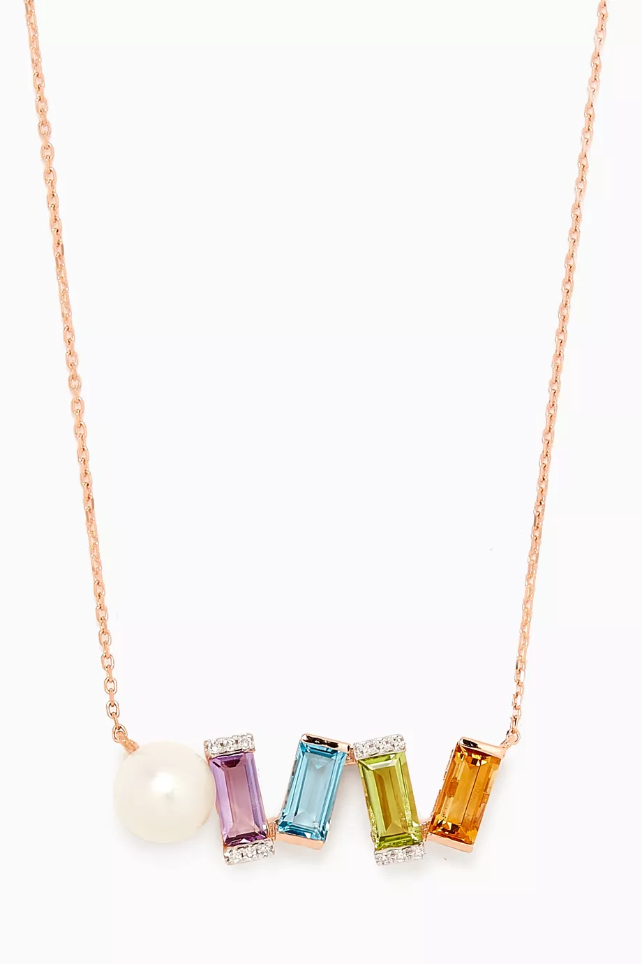 Buy Damas Rose Gold Kiku Sparkle Mixed Gemstone Necklace in 18kt