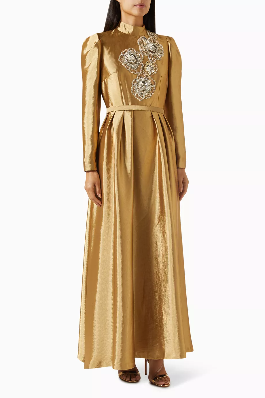 Orange gold dress top