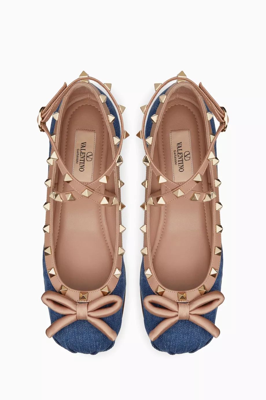 Valentino rockstud caged online leather ballerina flat