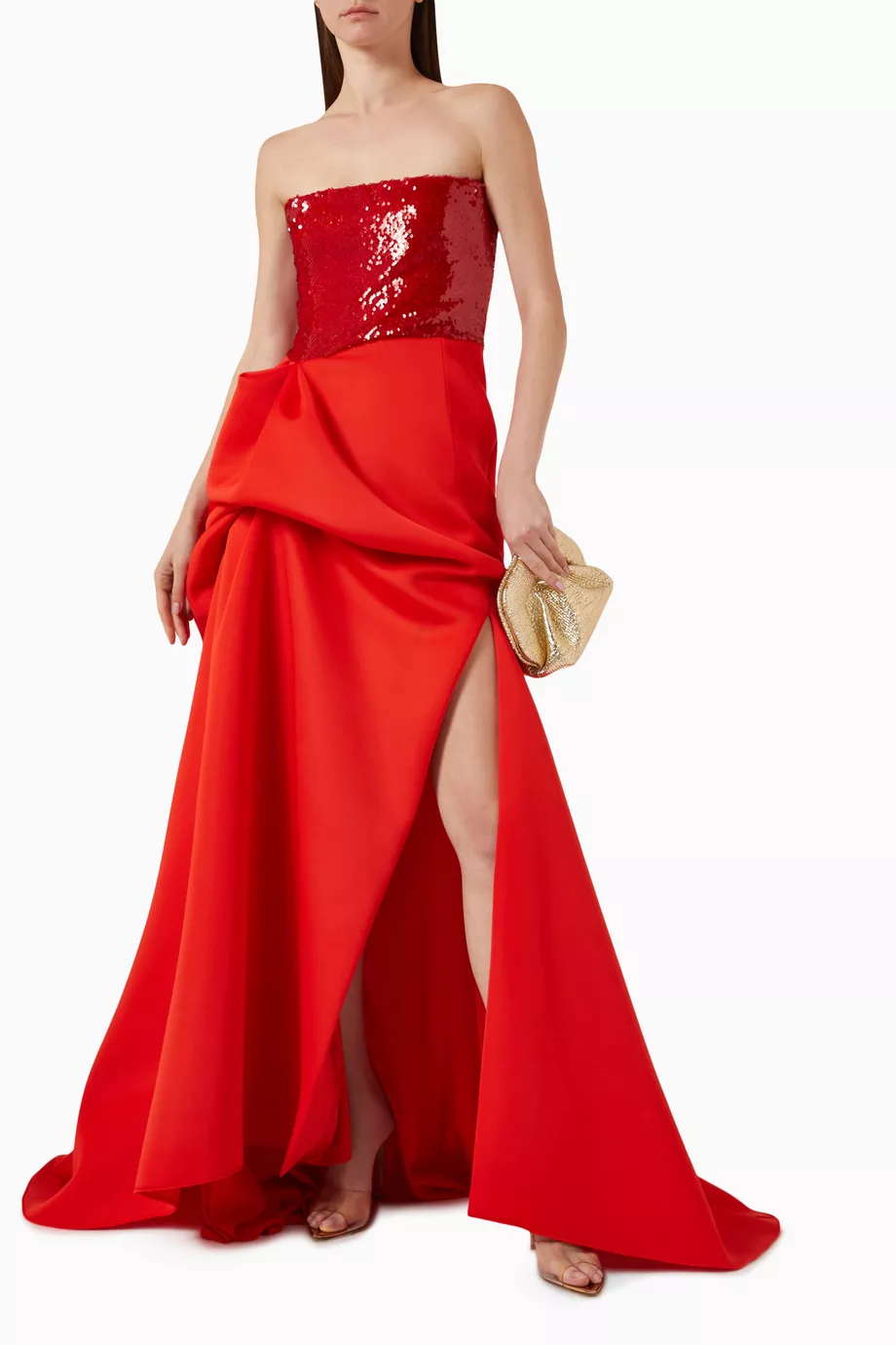 Red on sale strapless dress