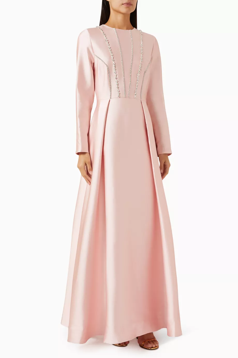 Long blush pink outlet dress