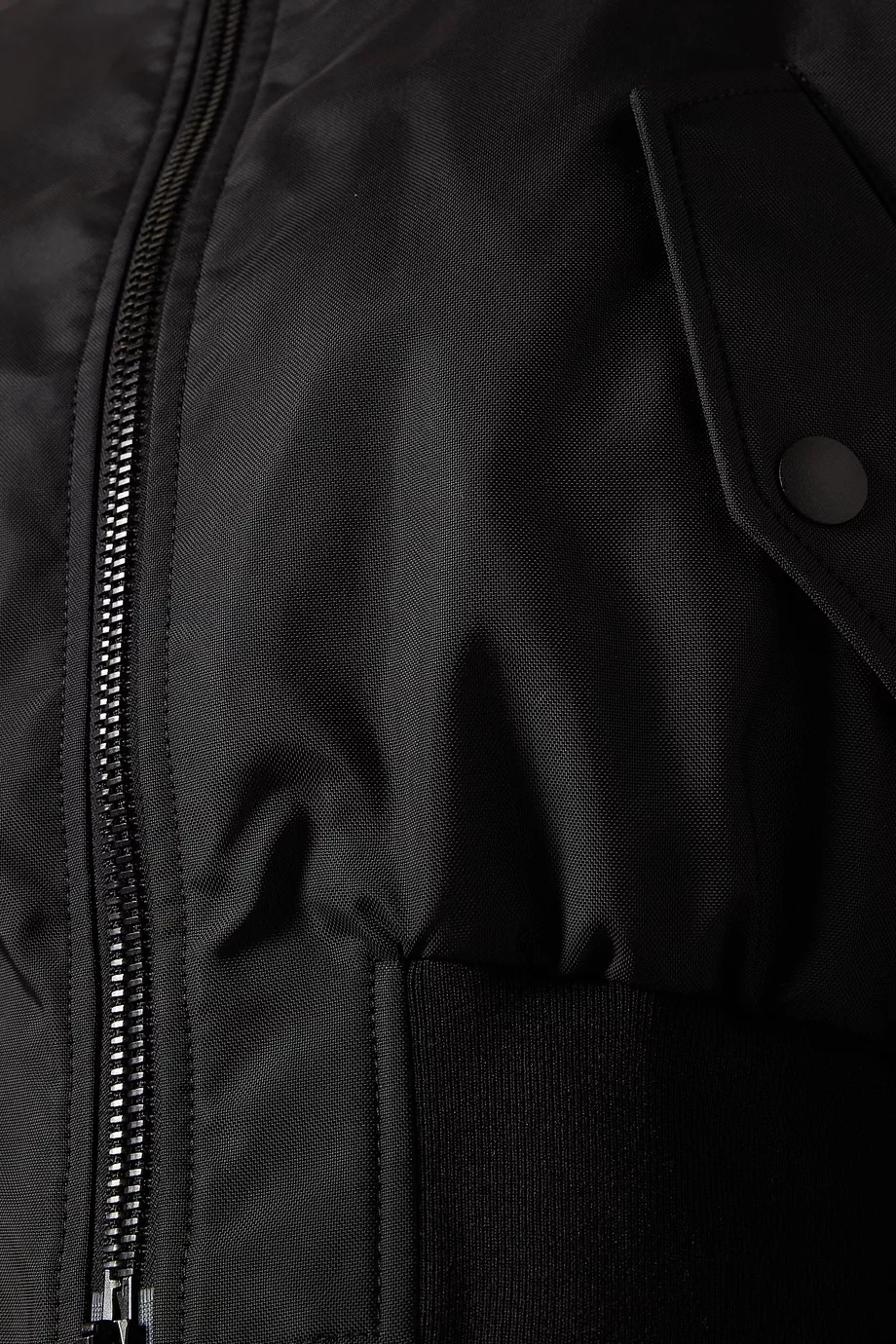 Buy Wardrobe.NYC Black Tailored Cropped Bomber Jacket in Nylon for