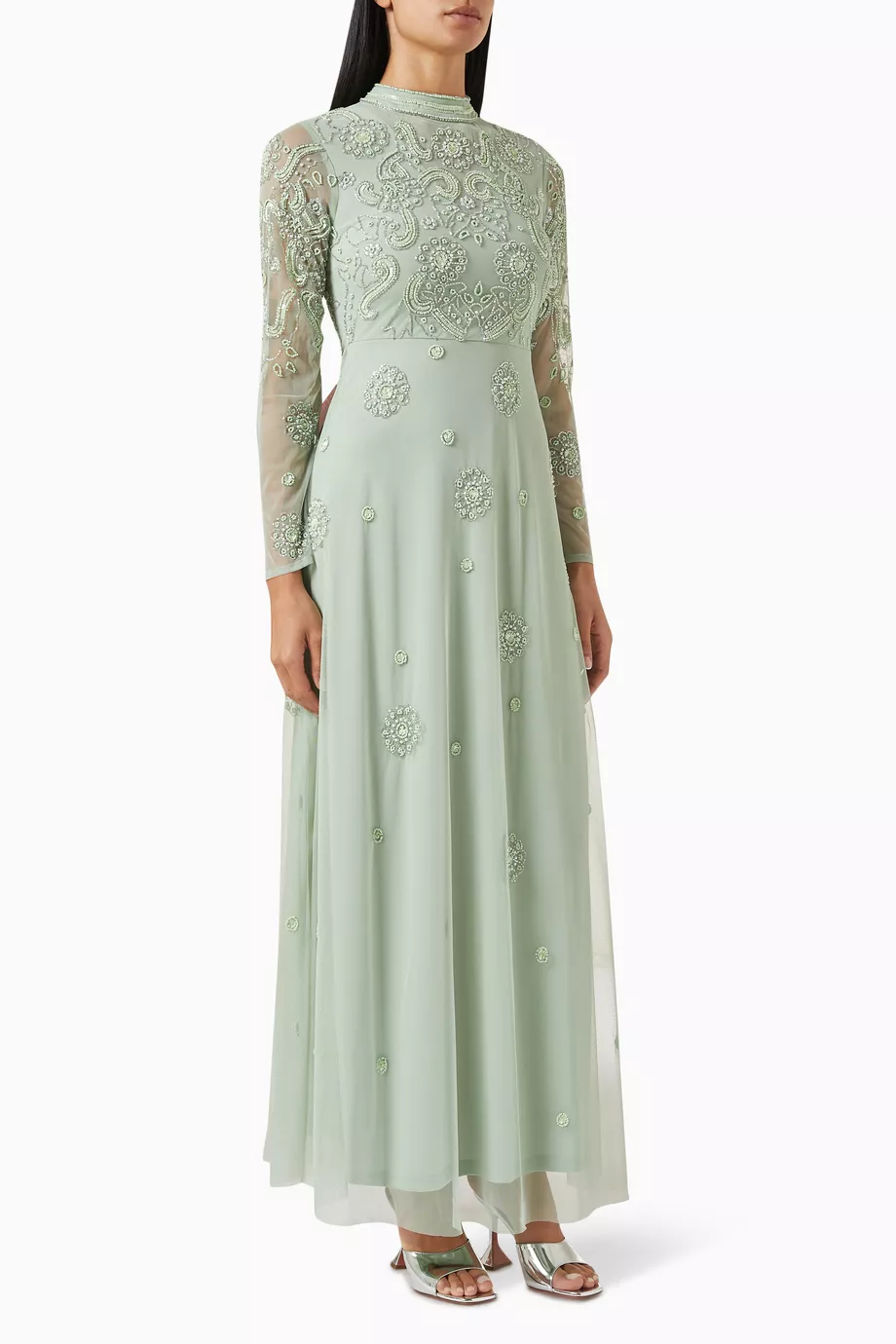 Buy Amelia Rose Green Embellished Maxi Dress for Women in UAE Ounass