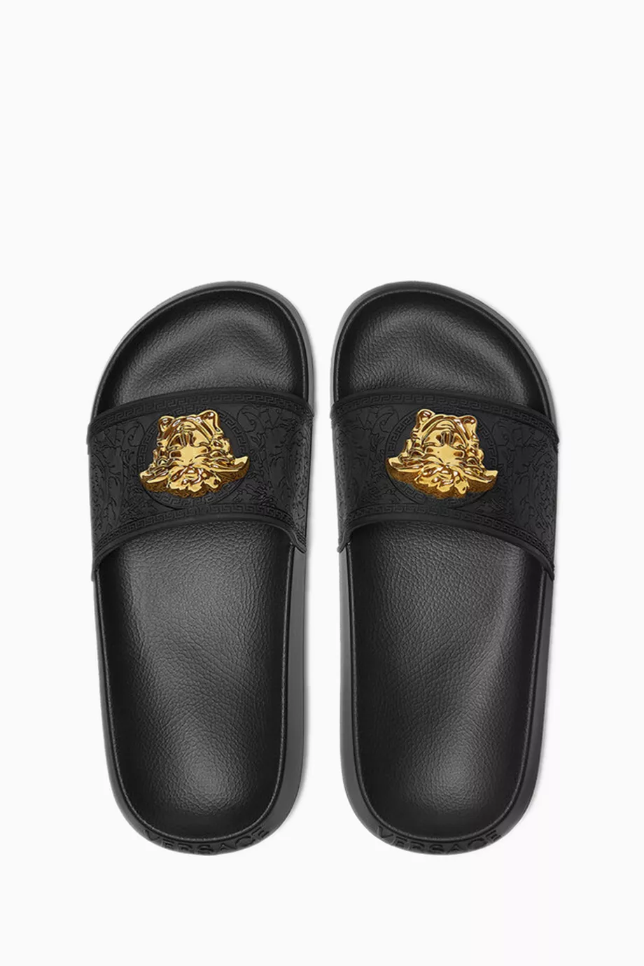 Versace black slides hotsell