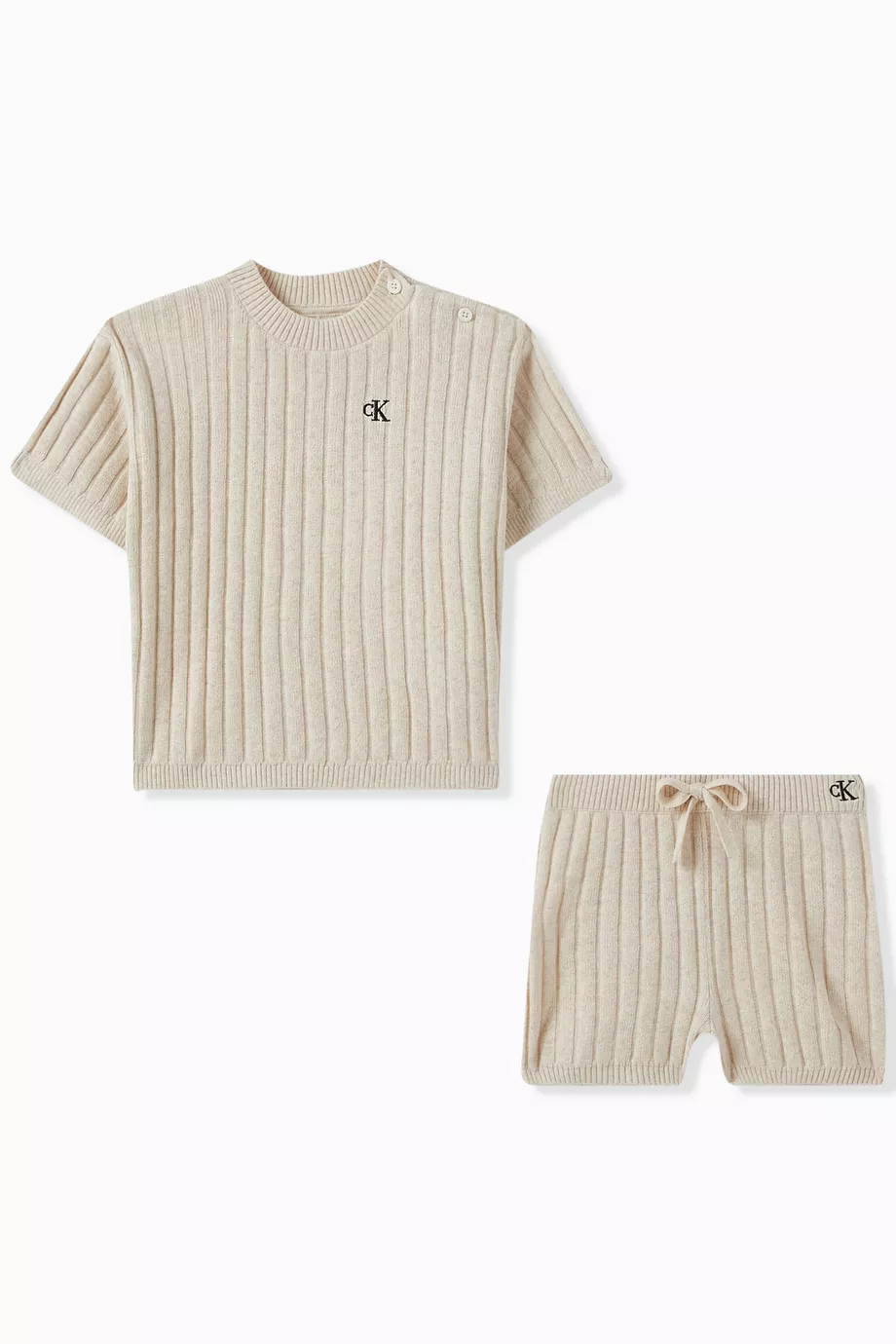 Buy Calvin Klein Neutral Top Shorts Gift Set in Knit for Baby Girls in UAE Ounass