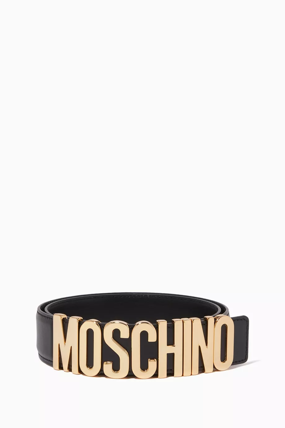 Buy Moschino Black Logo Buckle Belt in Leather For Men Online Ounass UAE