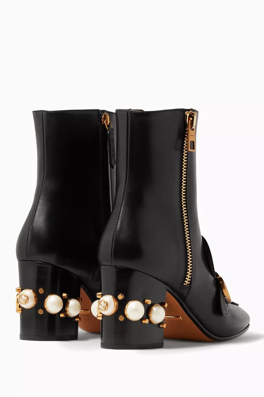 Buy Gucci Black Black Leather Pearl Embellished Ankle Boots For Women Online Ounass UAE