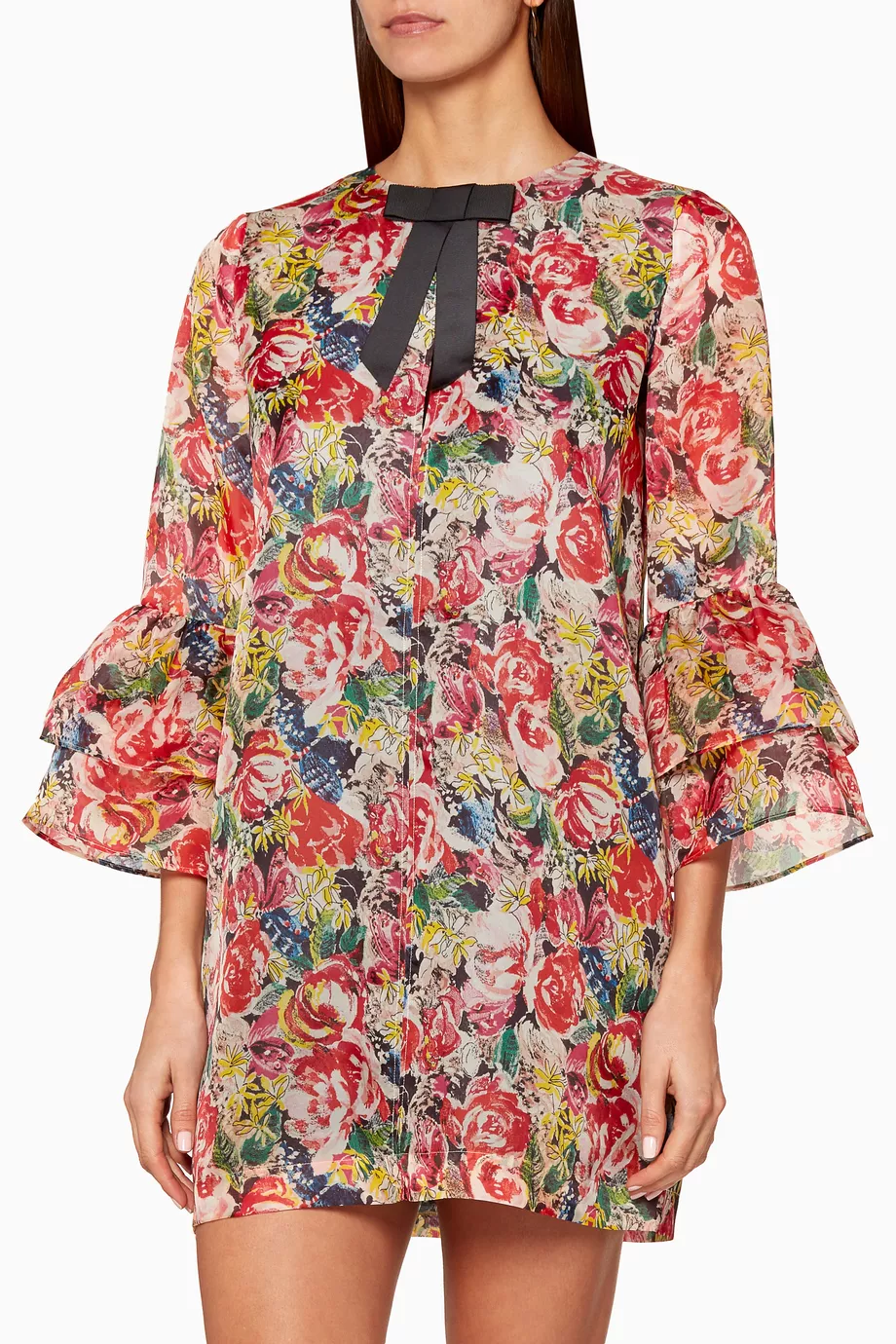 Buy Ganni Multicolour Floral Printed Seneca Mini Dress For Women Online Ounass UAE