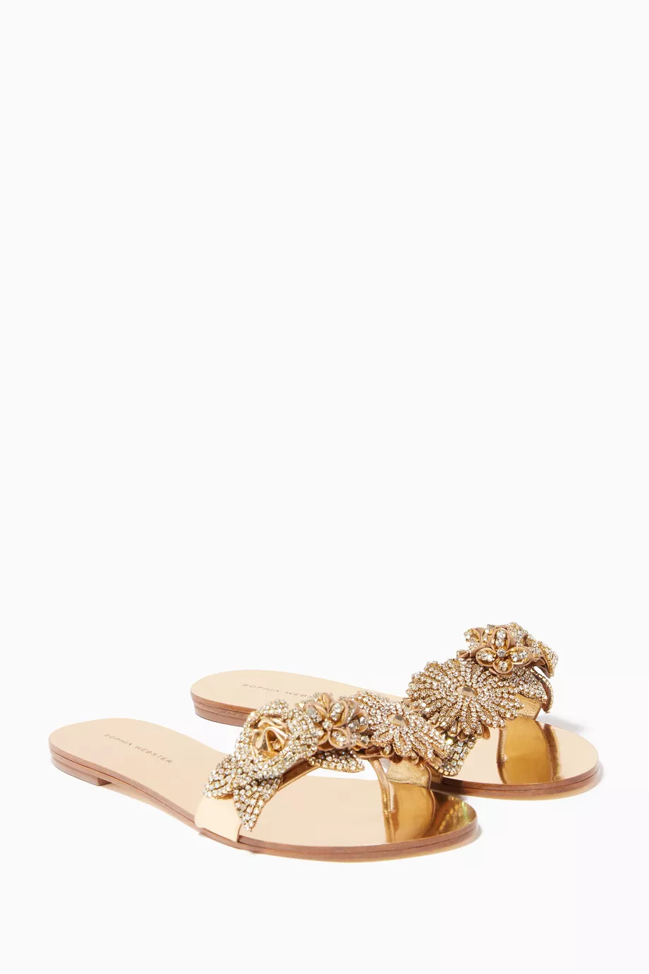 Buy Sophia Webster Gold Rose Gold Mirrored Crystal Lilico Slides For Women Online Ounass UAE