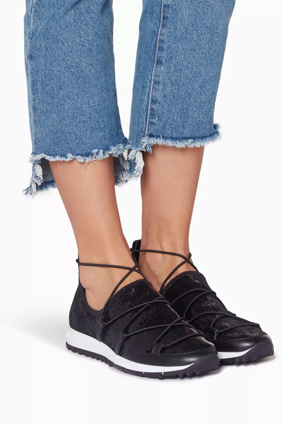 Buy Jimmy Choo Black Black Andrea Sequin Sneakers For Women Online Ounass UAE