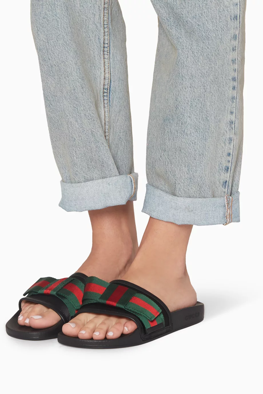 Gucci ribbon slides deals