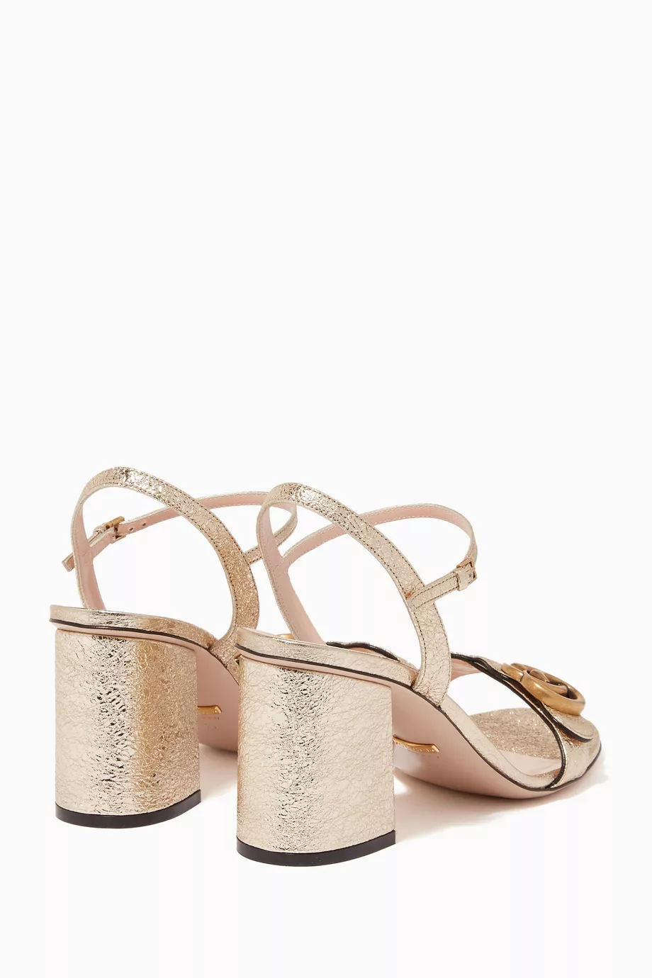 Buy Gucci Gold Metallic Gold Marmont Laminate Leather Sandals For Women Online Ounass UAE