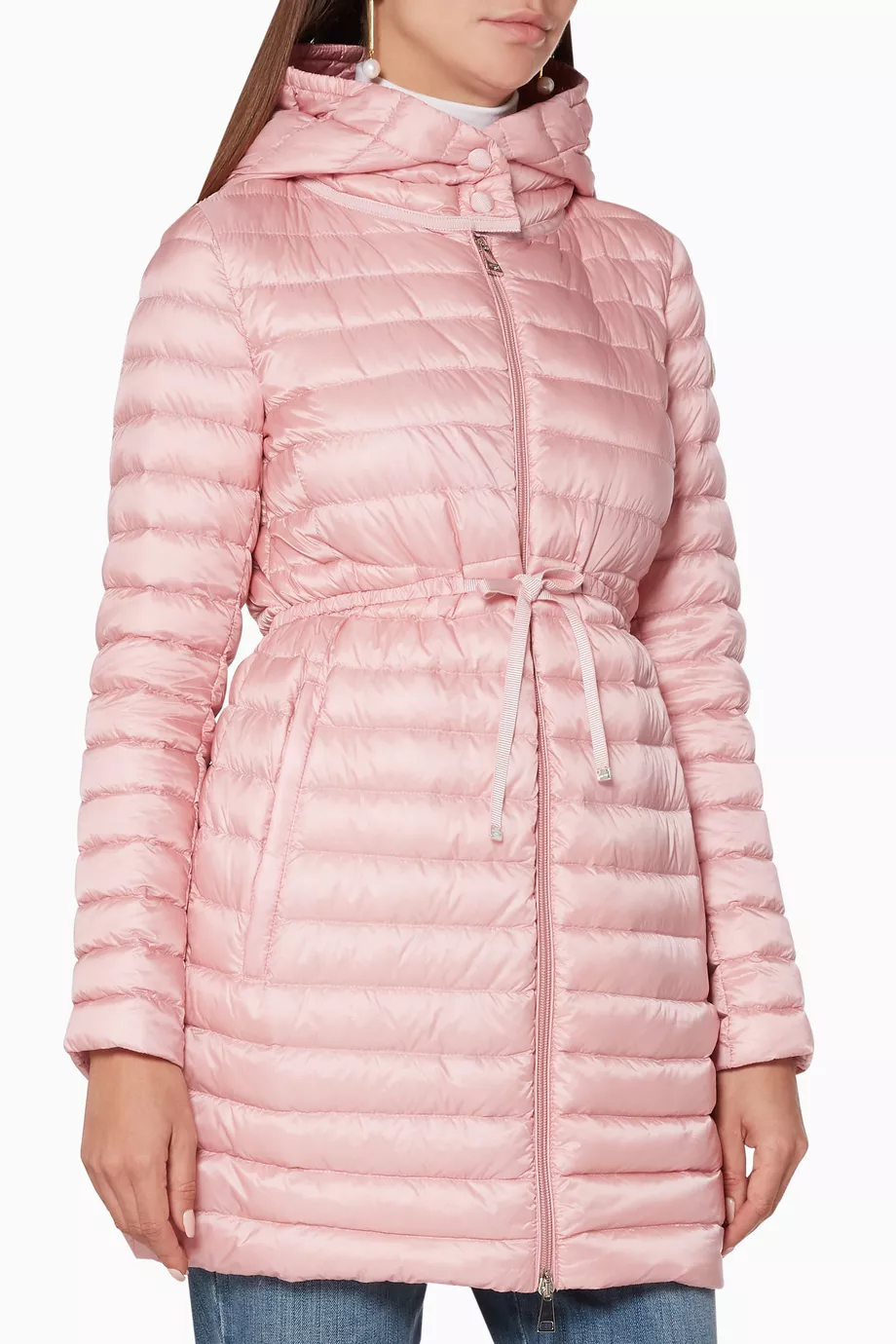 Buy Moncler Pink Barbel Quilted Hooded Coat For Women Online Ounass UAE