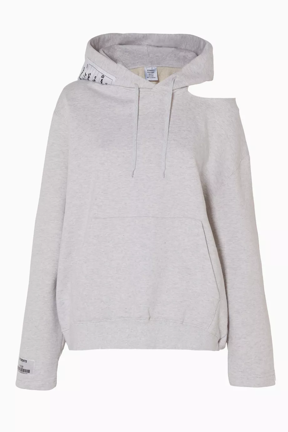 Vetements open shoulder hoodie top