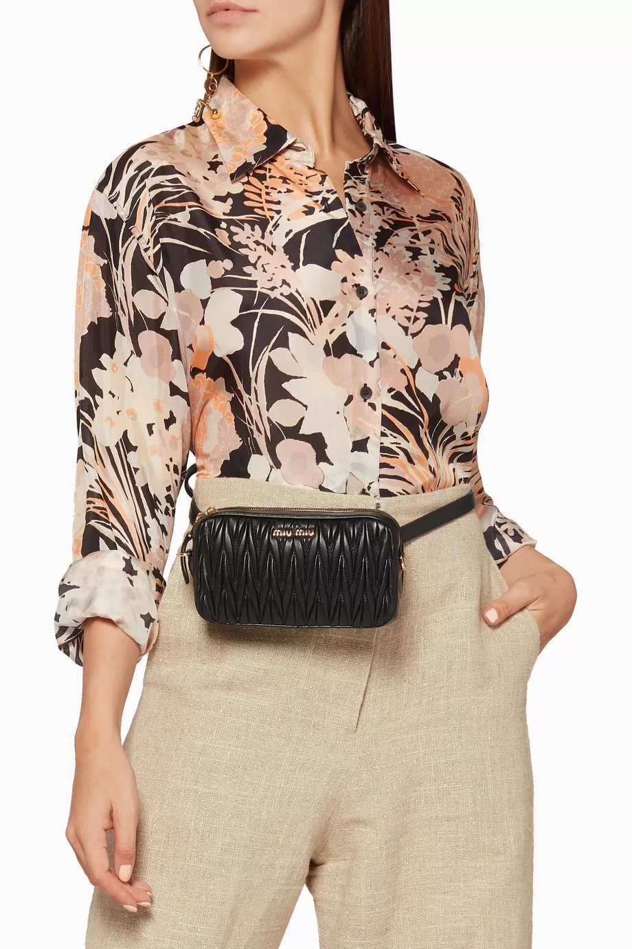 関税・送料込 MIU MIU Black nappa leather belt バッグ Miu Miu Nappa leather belt bag | The Fashion Square