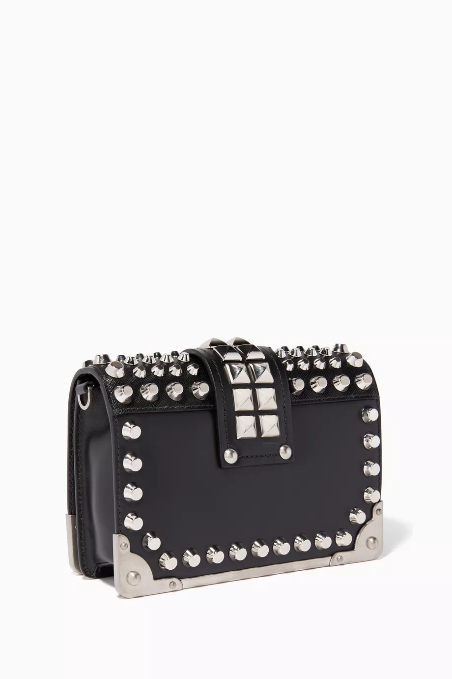 Buy Prada Black Black Studded Mini Cahier Chain Shoulder Bag For Women Online Ounass UAE