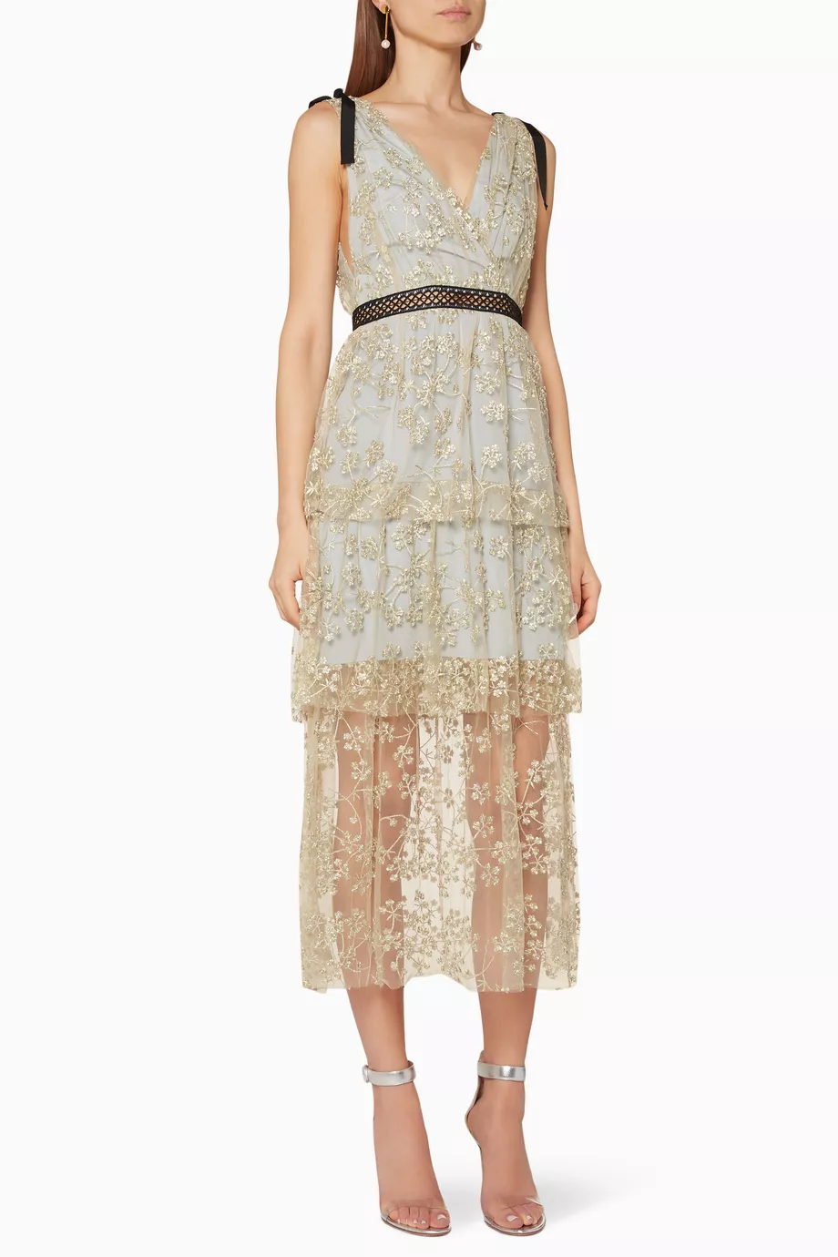 Portrait Star Mesh Self Portrait Floral Embroidered Mesh Midi Dress Buy  Self-Portrait Grey Gold Light-Grey Tiered Floral Embroidered Mesh Dress For  Women Online Ounass UAE