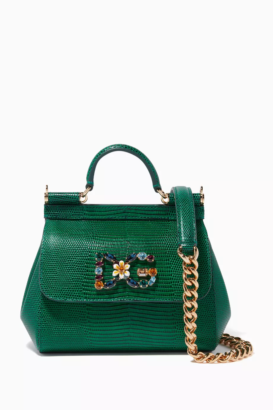 Buy Dolce Gabbana Green Green Iguana Effect Mini Sicily Bag For Women Online Ounass UAE