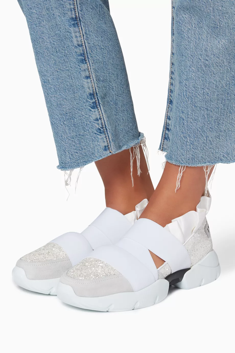 Buy Emilio Pucci White White Glitter City Up Sneakers For Women Online Ounass UAE