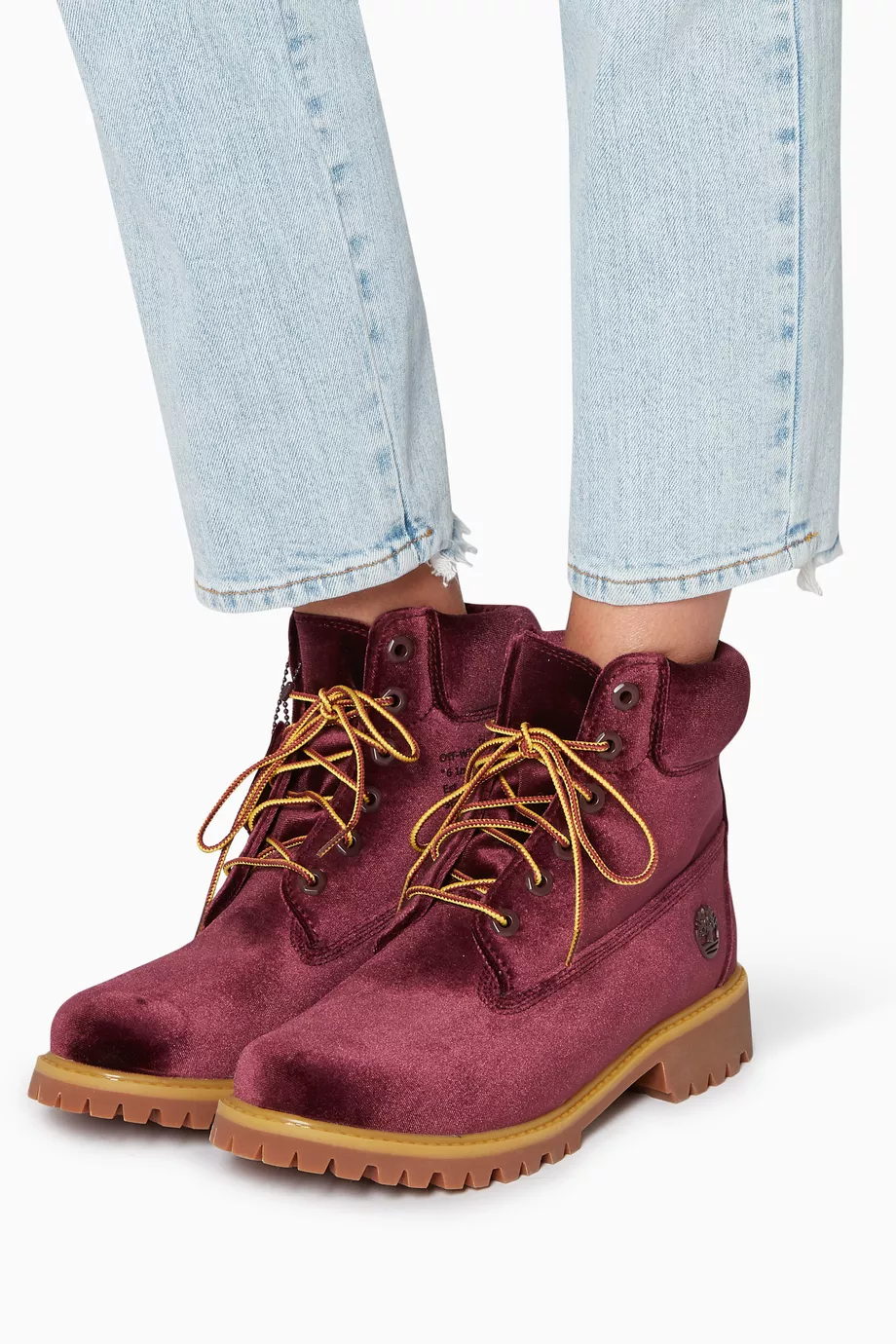 Buy Off White Red Dark Red Timberland Velvet Hiking Boots For Women Online Ounass UAE