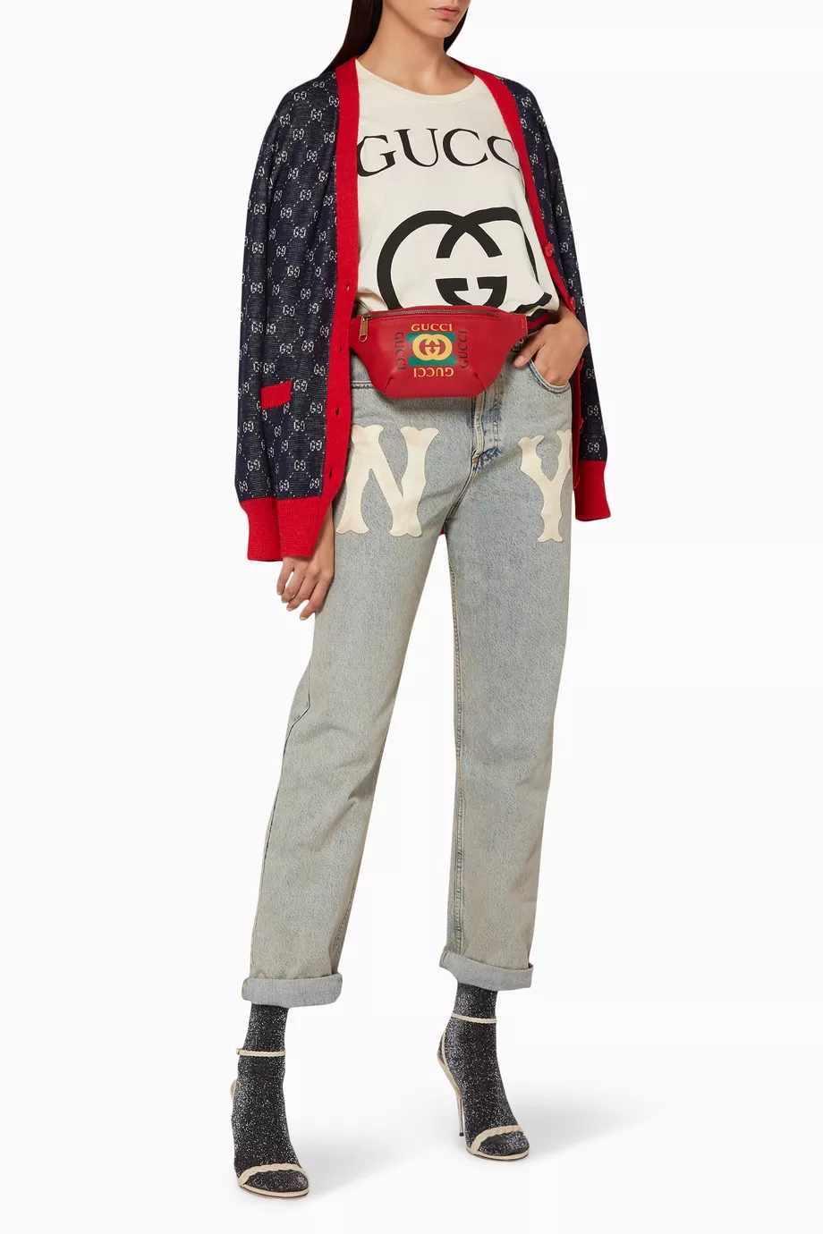 Buy Gucci Red Red Small Print Leather Belt Bag For Women Online Ounass UAE