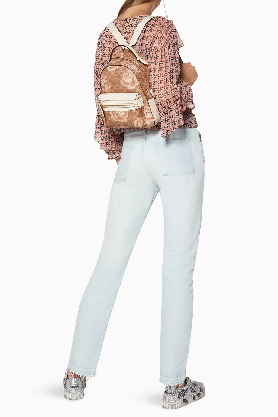 Buy Coach Brown Tan Chalk Rose Print Campus Backpack 23 For Women Online Ounass UAE