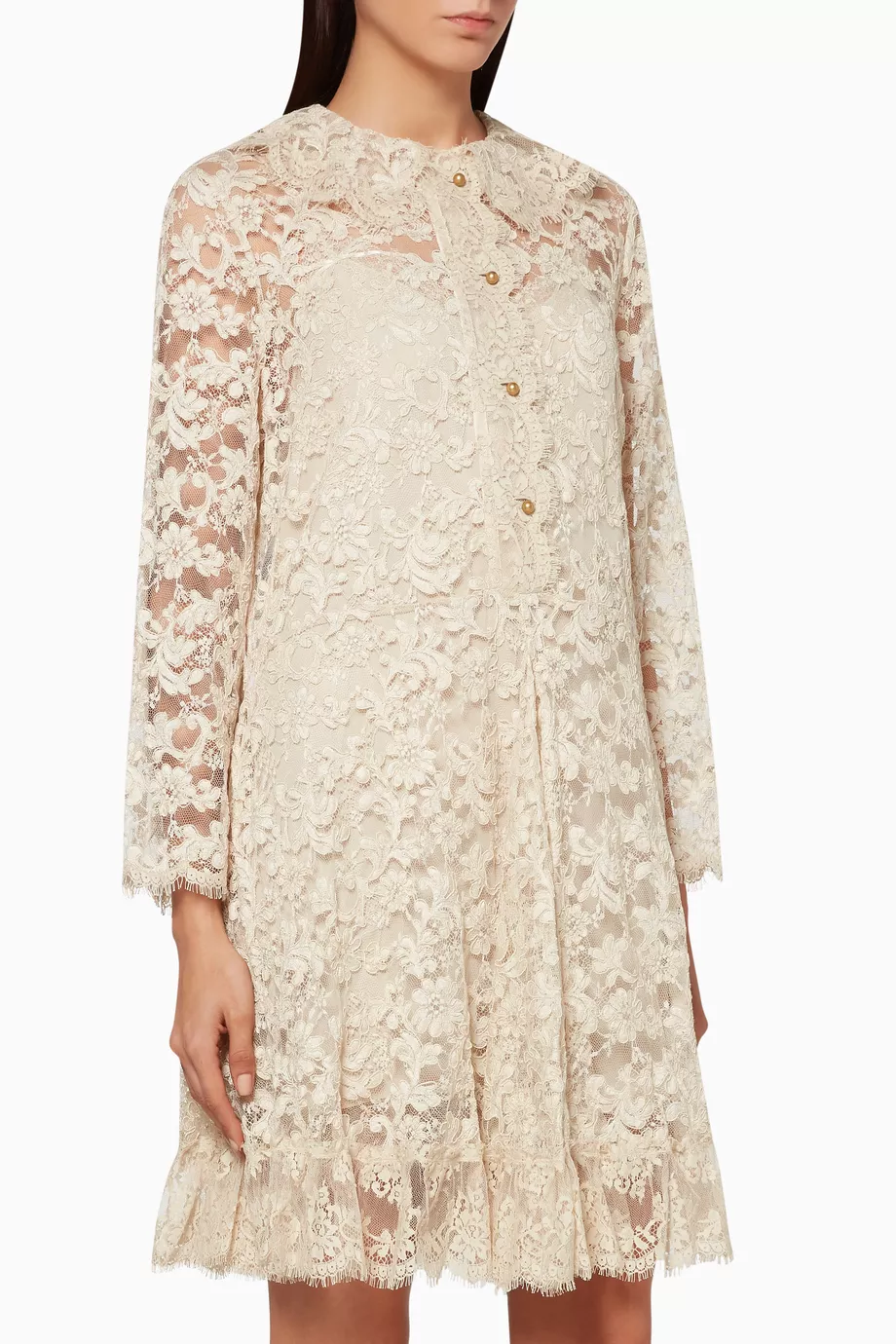 Buy Gucci Neutral Ivory Lace Mini Dress For Women Online Ounass UAE