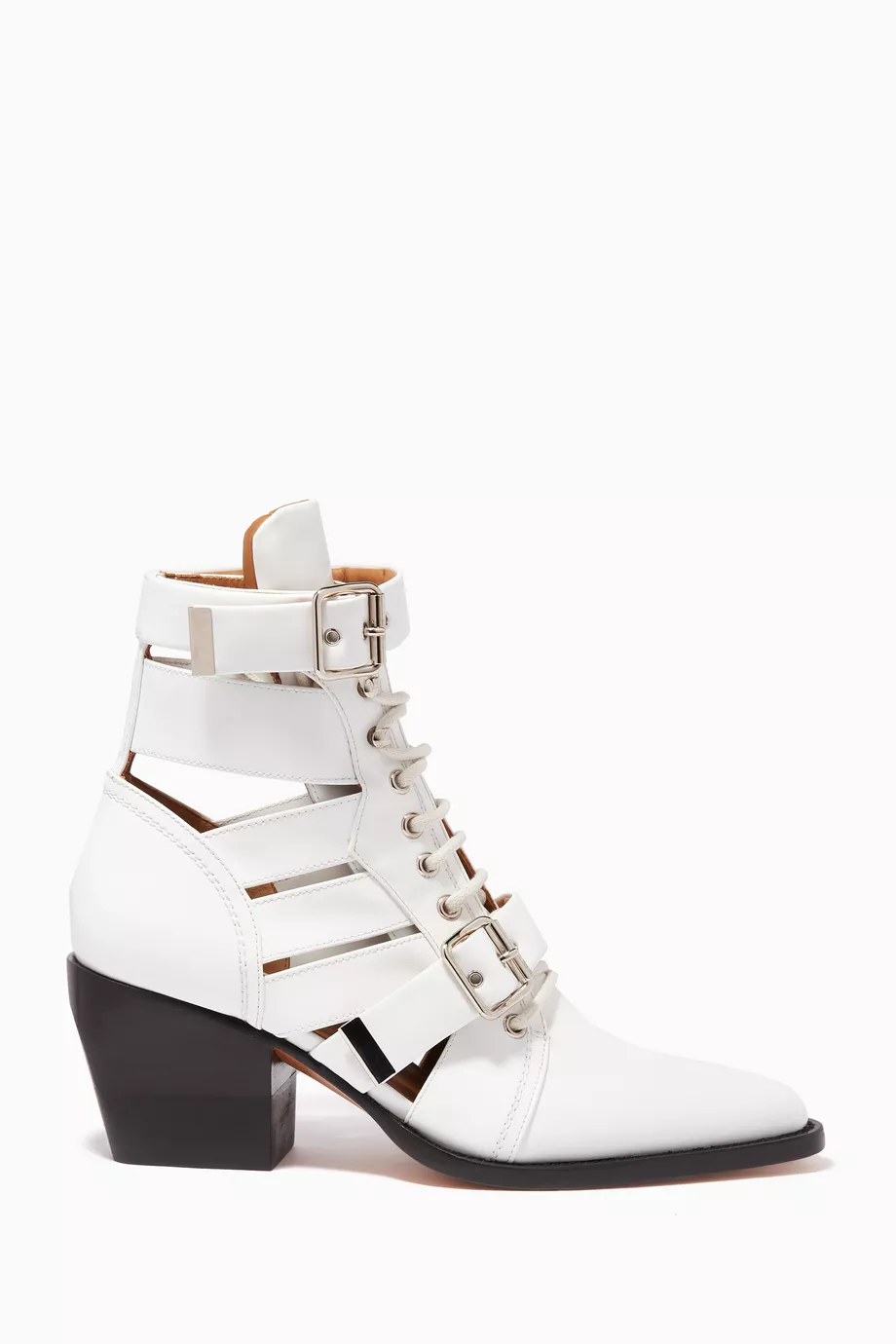 Buy Chloe White Riley Cut Out Patent Boots For Women Online Ounass UAE