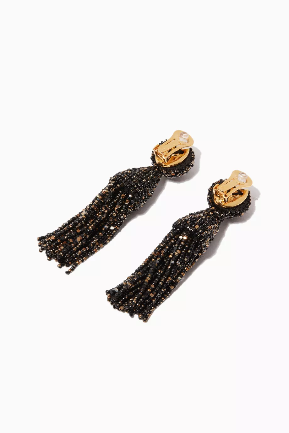 Oscar de la renta black tassel earrings top