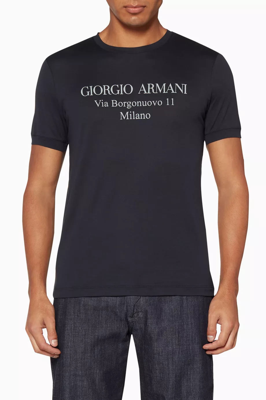 Buy Giorgio Armani Blue Borgonuovo Print Cotton T-Shirt For
