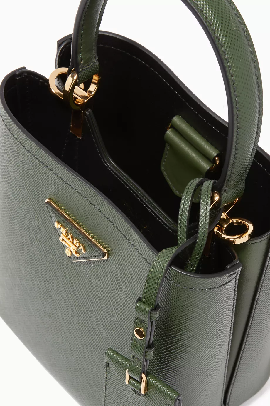 Buy Prada Green Panier Small Saffiano Leather Bucket Bag For Women Online Ounass UAE