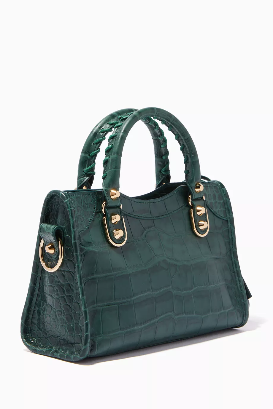 Buy Balenciaga Green City S Crocodile-Effect Leather Mini Bag For