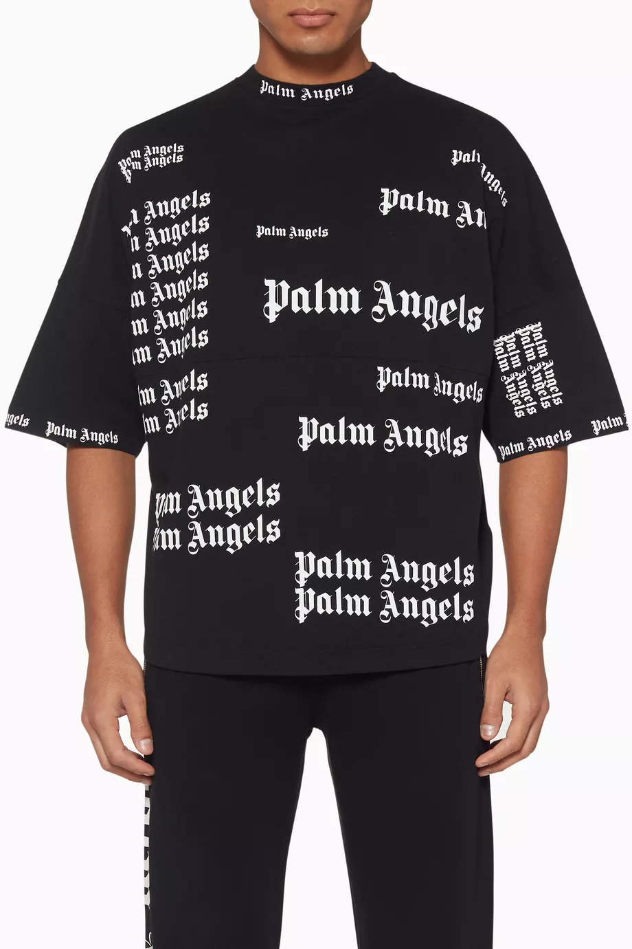 Buy Palm Angels Black Ultra Logo Print T-Shirt For Men