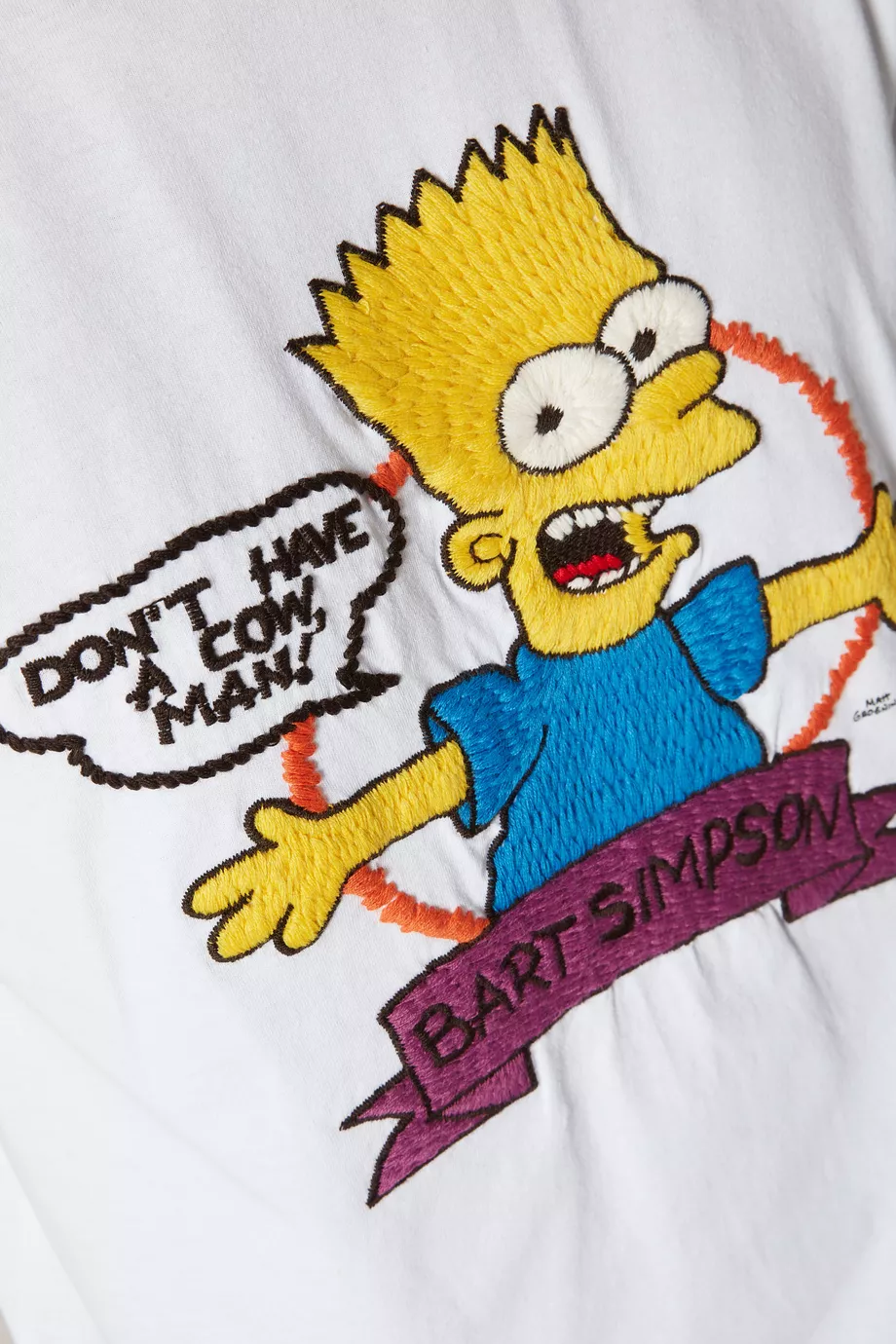 Buy Off-White White Bart Simpson Embroidered T-Shirt For Men