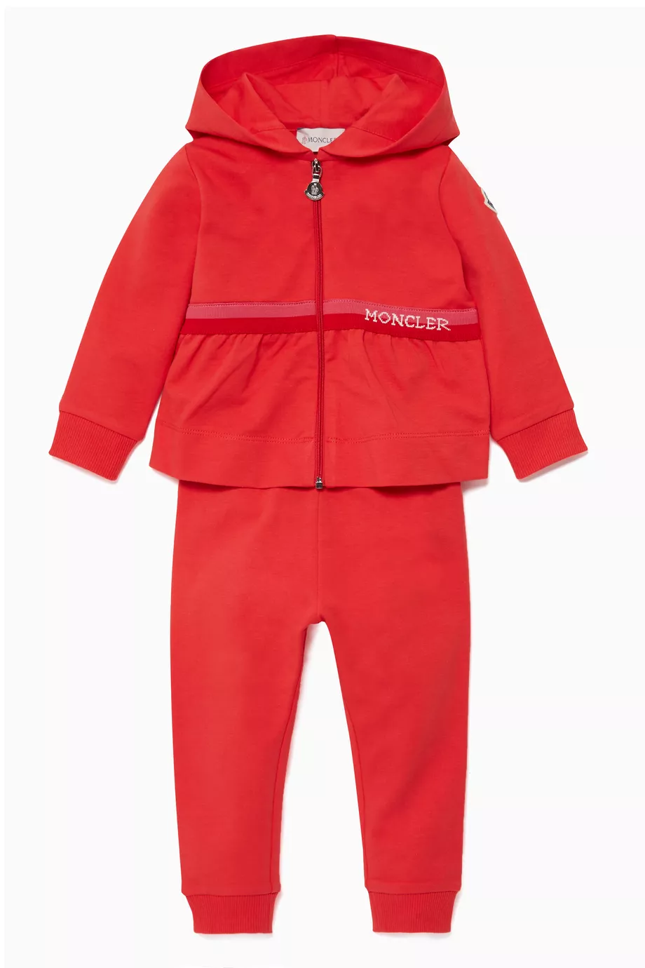 Red moncler tracksuit discount
