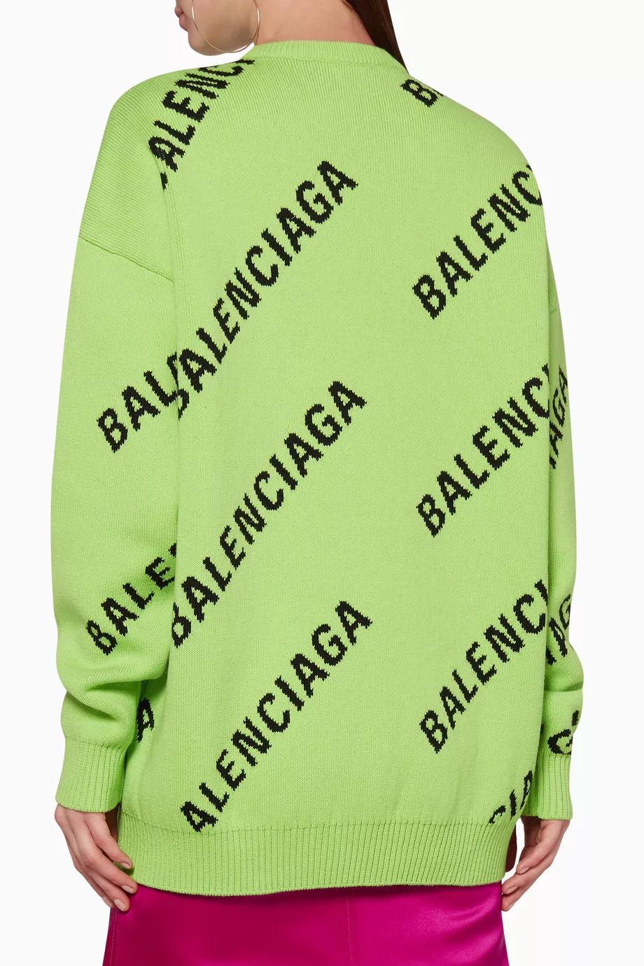 Buy Balenciaga Green All Over Logo Crewneck Sweater For Women Online Ounass UAE