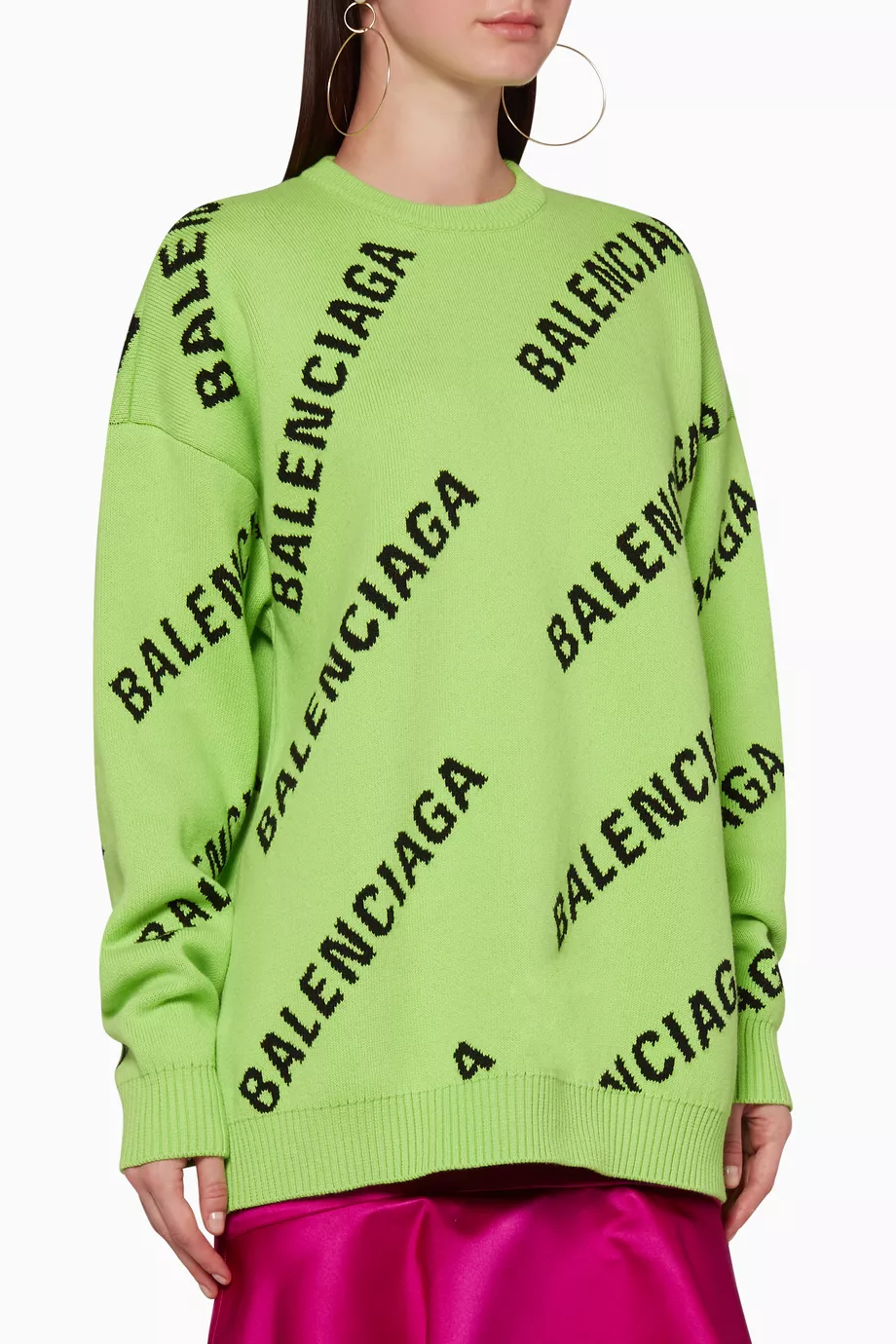 Buy Balenciaga Green All Over Logo Crewneck Sweater For Women Online Ounass UAE