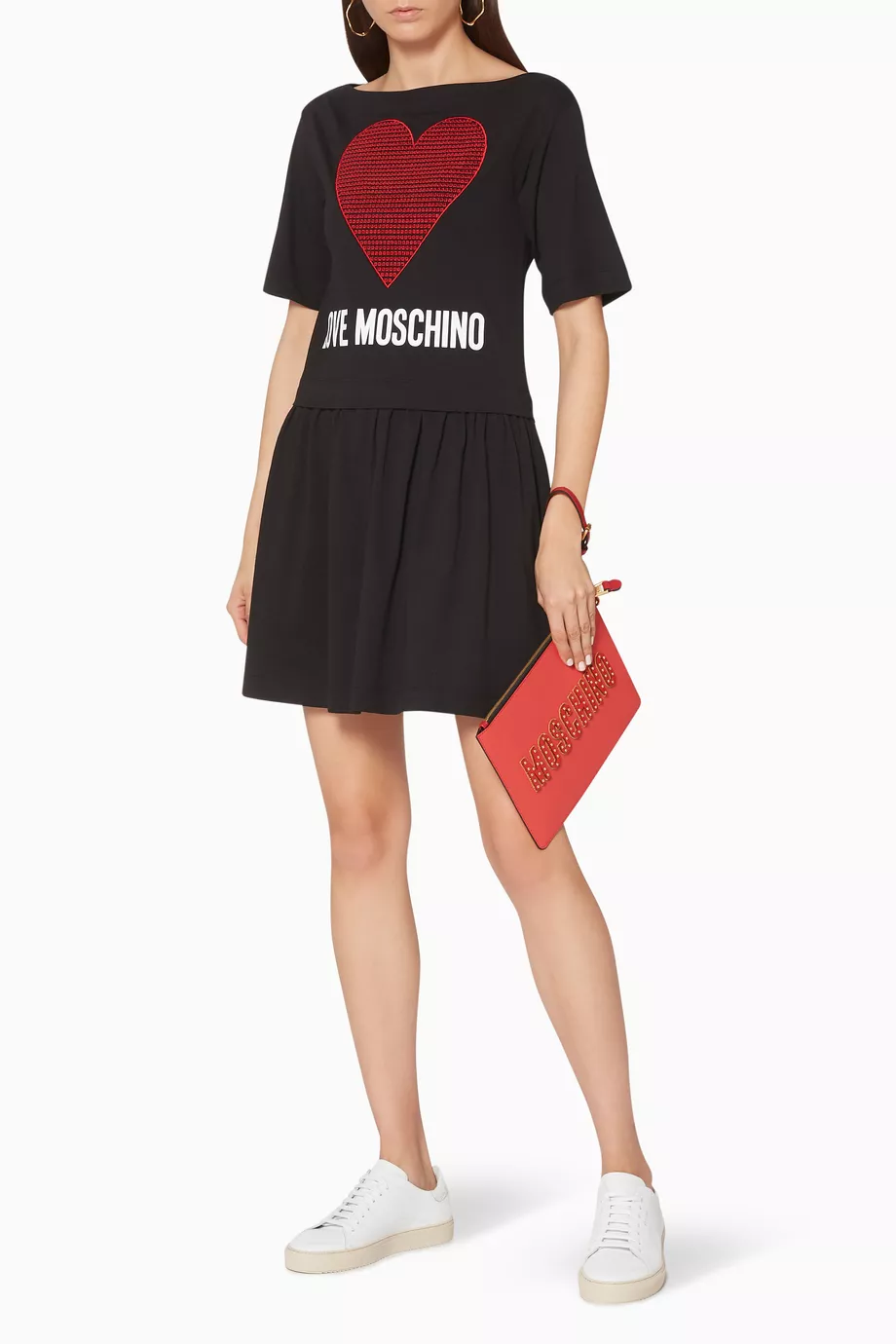 Buy Love Moschino Black Sparkling Heart Dress For Women Online Ounass UAE