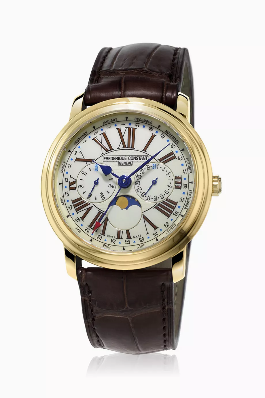 Buy Frederique Constant Brown Gold Plated Classics Moonphase Heartbeat Stainless Steel Watch For Men Online Ounass UAE