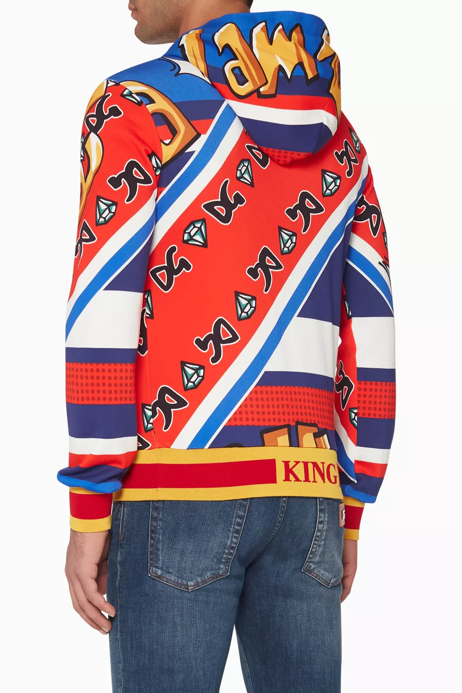 Buy Dolce Gabbana Red Super Hero Hooded Sweatshirt For Men