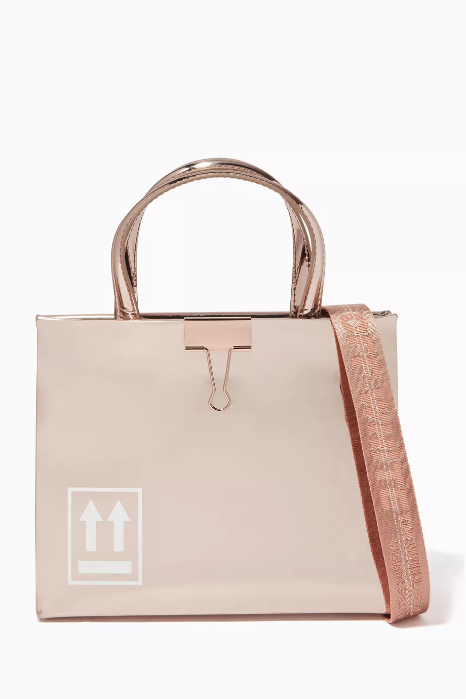 Off white rose gold bag on sale