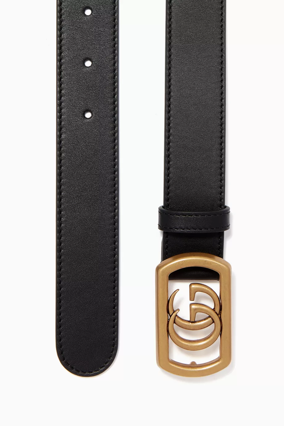Leather belt with framed double g new arrivals