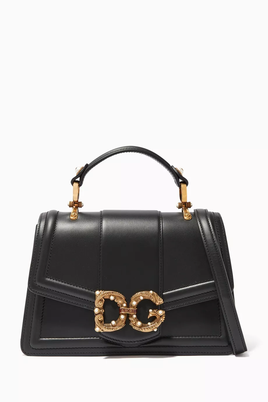 Buy Dolce Gabbana Black DG Amore Calfskin Leather Bag For Women