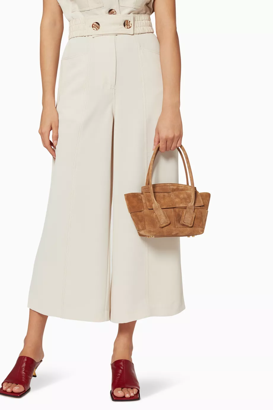 Buy Bottega Veneta Brown Mini Arco 29 Suede Bag For Women Online Ounass UAE