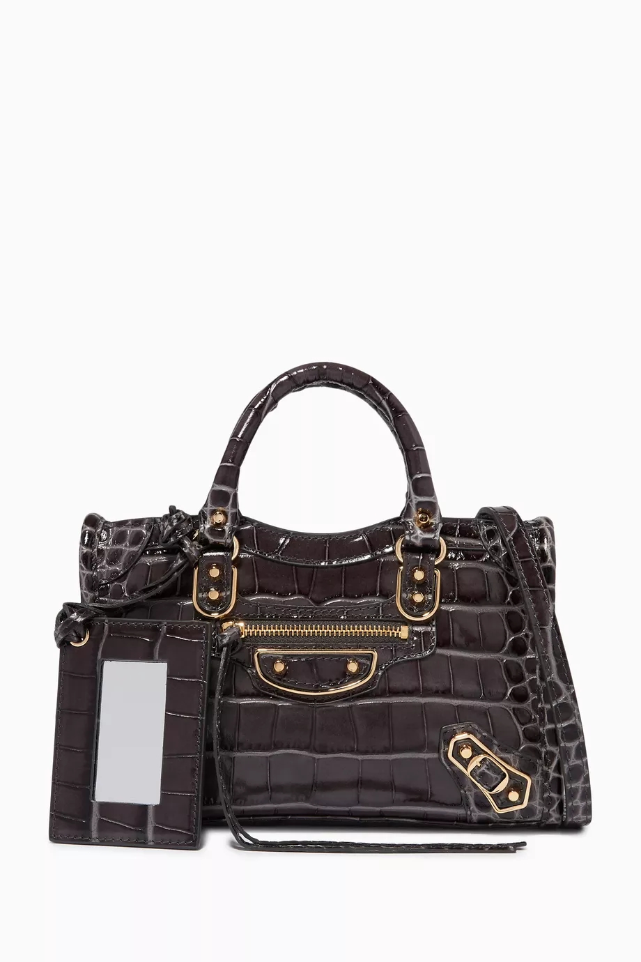Buy Balenciaga Grey Nano City Metallic Edge Bag in Shiny Crocodile Embossed Calfskin For Women Online Ounass UAE