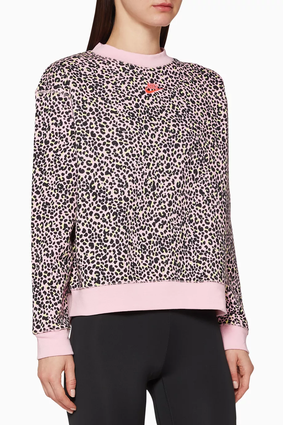 Buy Nike Pink Nike Crew Animal Print Sweatshirt For Women Online Ounass UAE