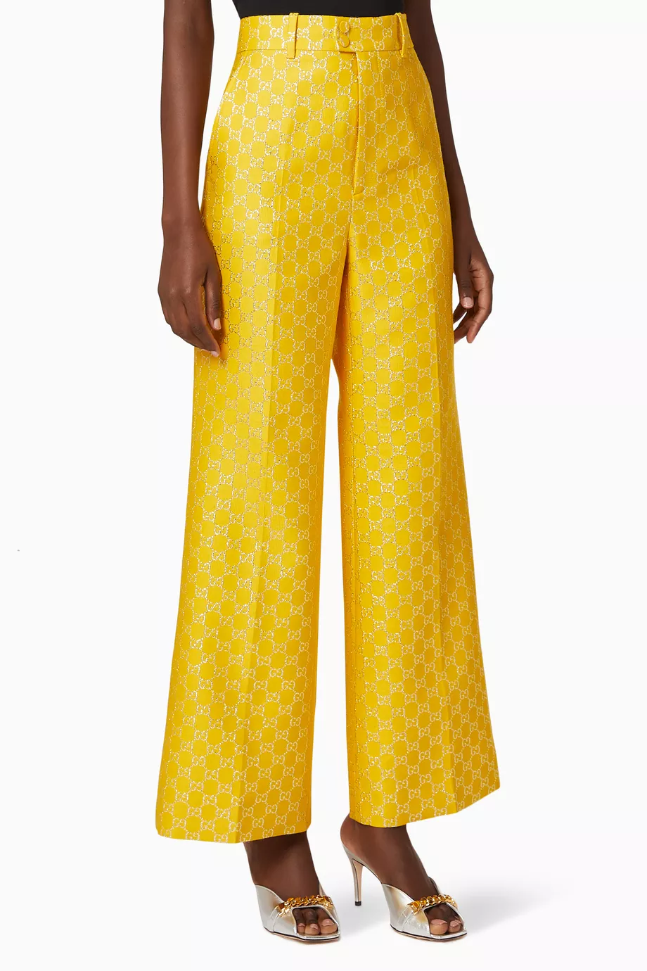 Buy Gucci Yellow Light GG Lame Wide Pants For Women Online Ounass UAE